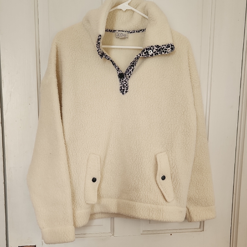 J. Crew Vintage Fleece Pullover with Black Accents